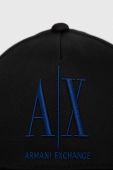 Бавовняна шапка Armani Exchange колір чорний з аплікацією (3026447)