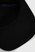Бавовняна шапка Armani Exchange колір чорний з аплікацією (3026447)