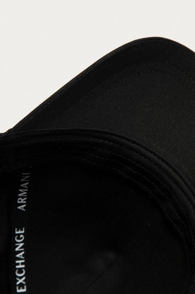 Бавовняна кепка Armani Exchange колір чорний з аплікацією фото 4