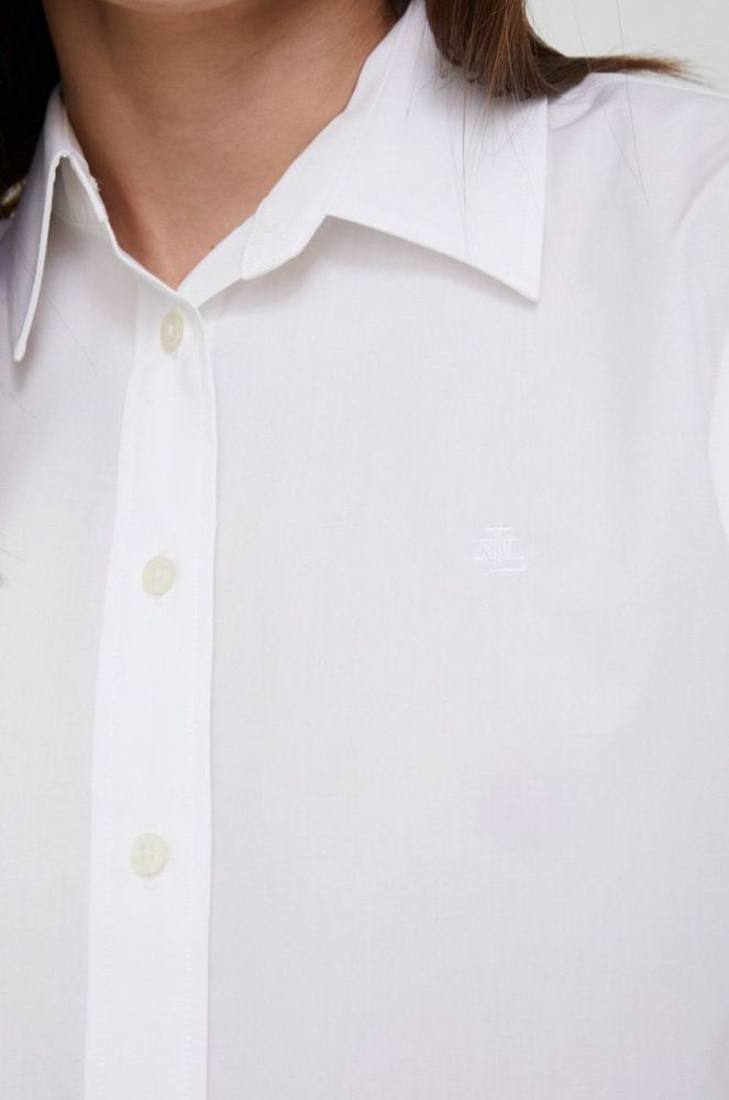 Сорочка Lauren Ralph Lauren жіноча колір білий regular класичний комір фото 2