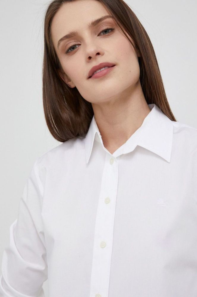 Сорочка Lauren Ralph Lauren жіноча колір білий regular класичний комір фото 5