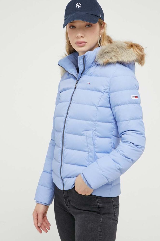 Пухова куртка Tommy Jeans жіноча зимова колір блакитний (3302473)