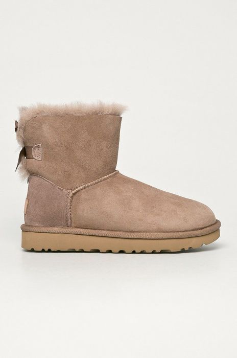 UGG - Замшеві чоботи Mini Bailey Bow II колір коричневий UGG - Замшеві чоботи Mini Bailey Bow II колір коричневий