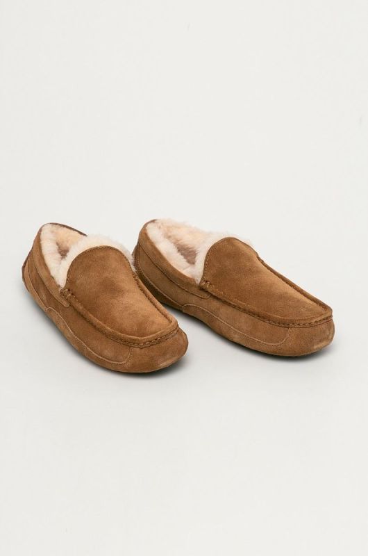 UGG - Шкіряні тапочки Ascot колір коричневий фото 2