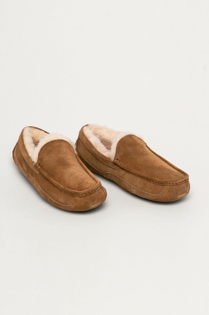 UGG - Шкіряні тапочки Ascot колір коричневий