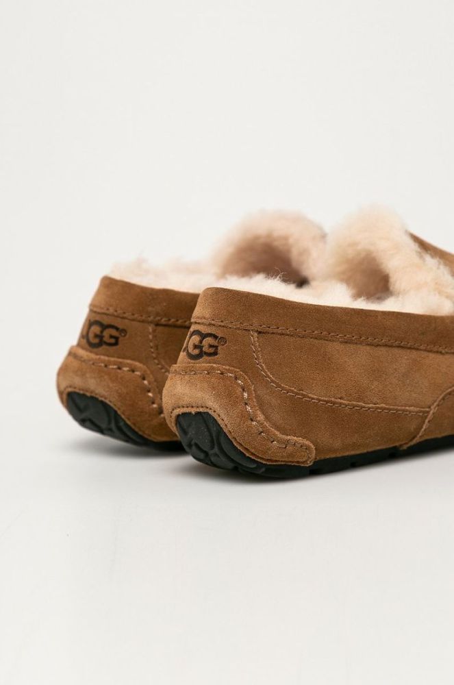 UGG - Шкіряні тапочки Ascot колір коричневий фото 4