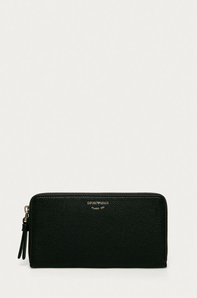 Emporio Armani - Шкіряний гаманець колір чорний (632698)
