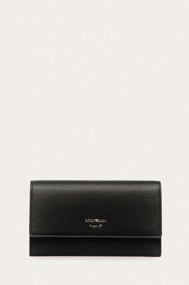Emporio Armani - Шкіряний гаманець колір чорний (689240)