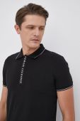 Поло Armani Exchange колір чорний з принтом