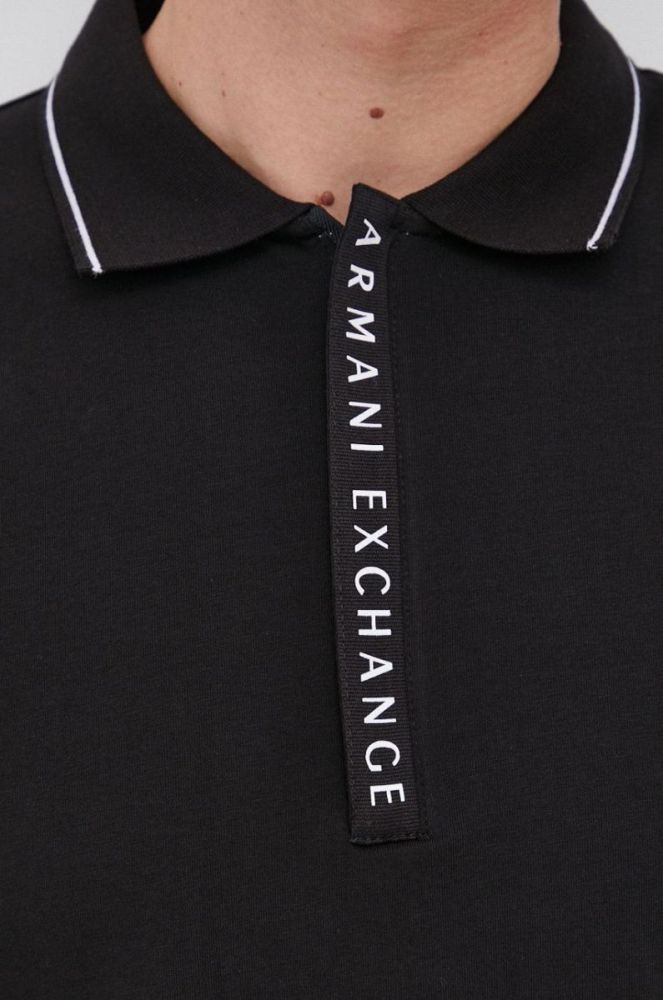 Поло Armani Exchange колір чорний з принтом фото 5
