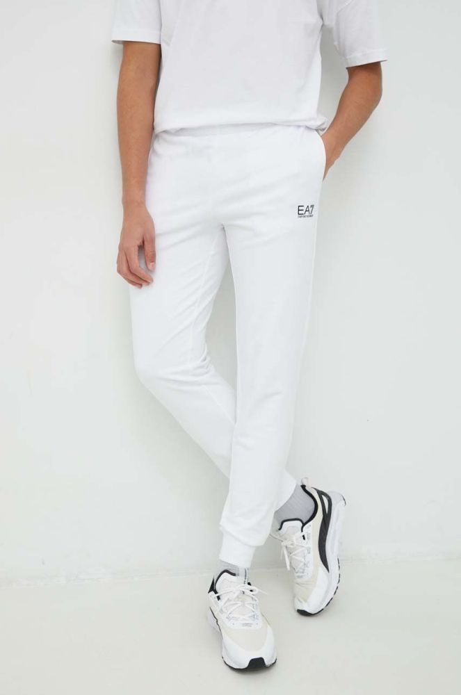 Спортивні штани EA7 Emporio Armani чоловічі колір білий однотонні