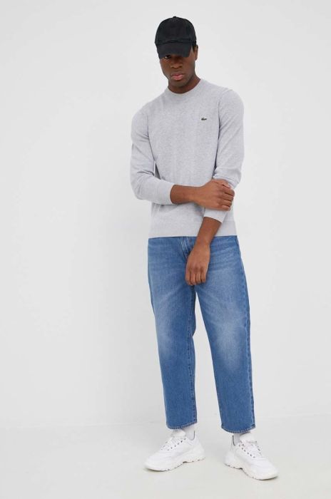 Бавовняний светр Lacoste колір сірий легкий