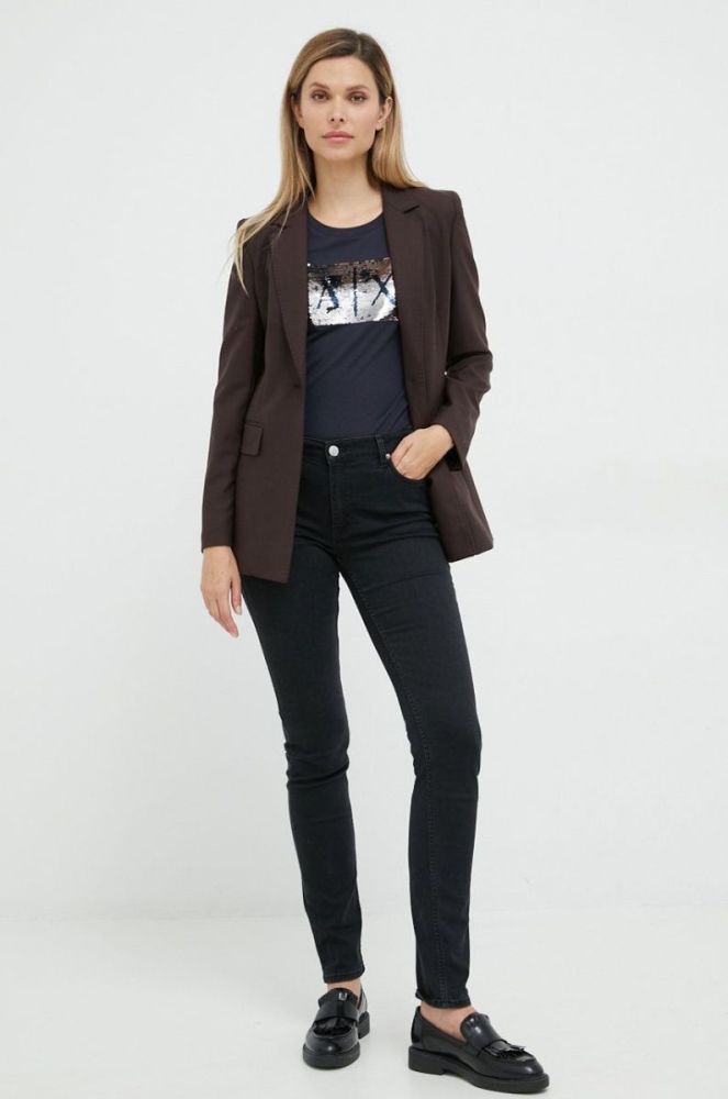 Бавовняна футболка Armani Exchange колір синій (2417867) фото 2
