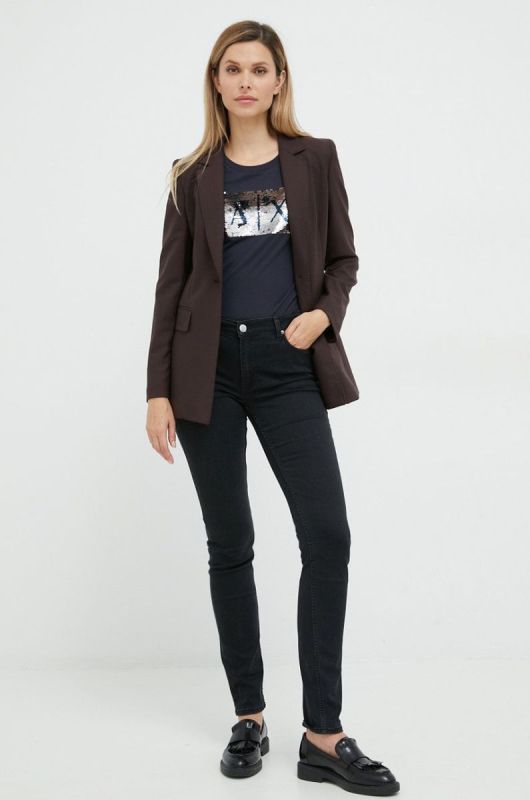 Бавовняна футболка Armani Exchange колір синій (2417867) фото 2