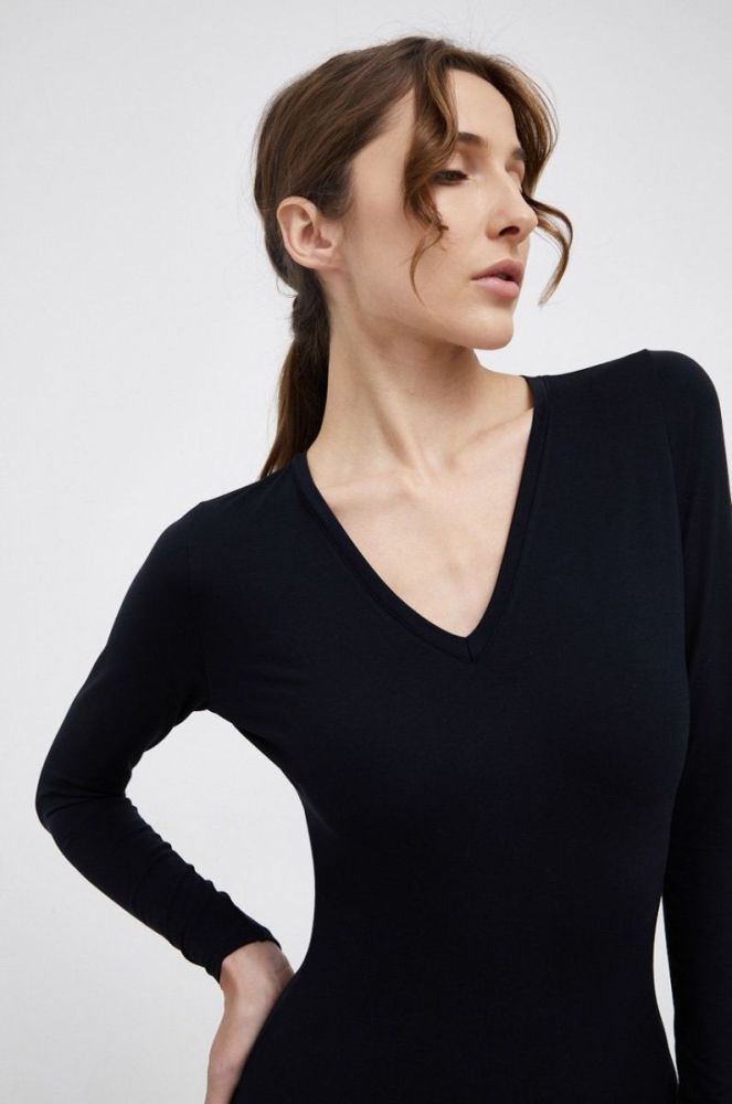 Spanx - Лонгслів моделюючий SLEEVE V-NECK BODYSUIT колір чорний (1798204) фото 2