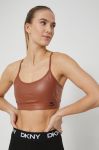 Спортивний бюстгальтер Dkny колір коричневий гладкий Спортивний бюстгальтер Dkny колір коричневий гладкий