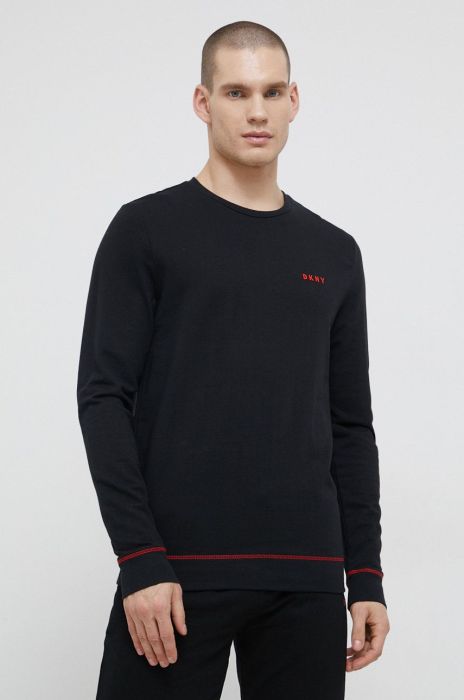 Піжамна кофта Dkny чоловіча колір чорний з принтом