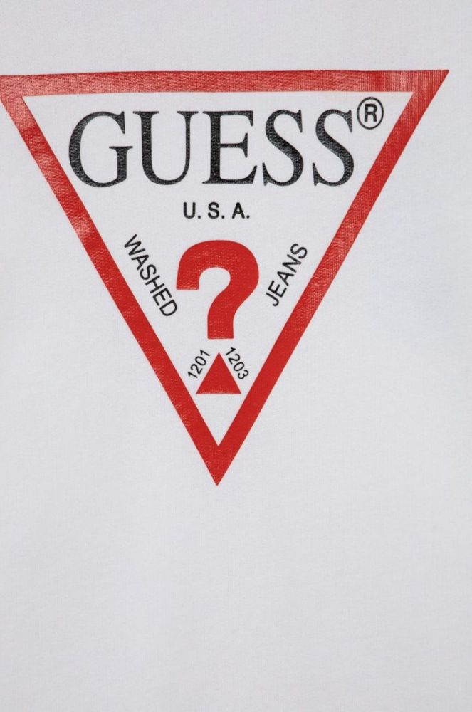 Дитяча бавовняна кофта Guess колір білий з принтом (1535559) фото 3