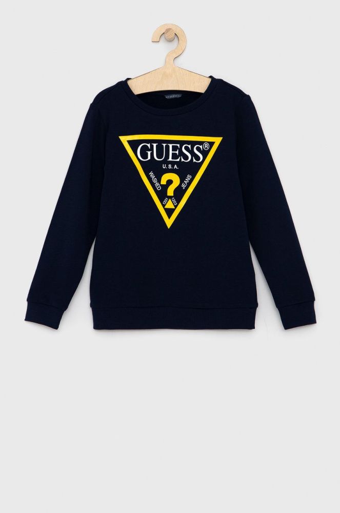 Дитяча бавовняна кофта Guess колір синій з принтом (1535540)