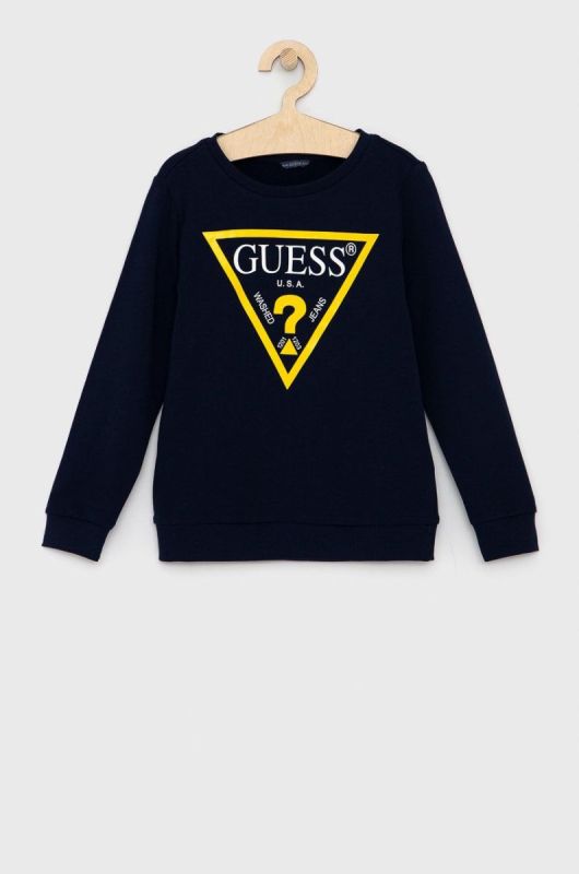 Дитяча бавовняна кофта Guess колір синій з принтом (1535540)