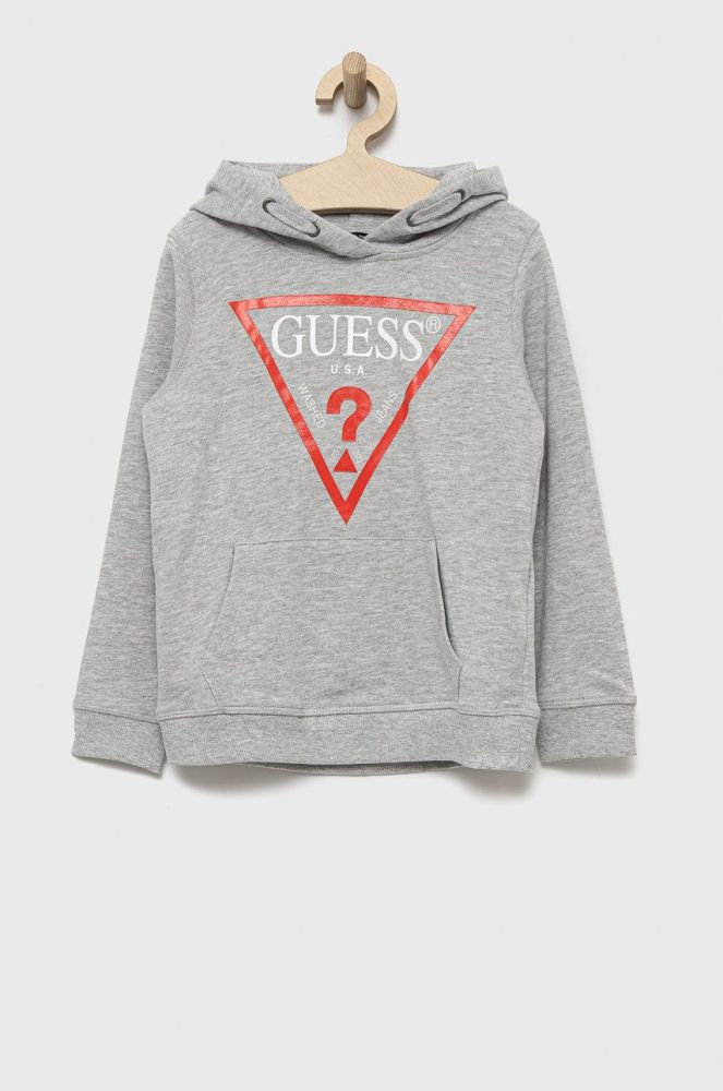 Дитяча бавовняна кофта Guess колір сірий з принтом (1540164)