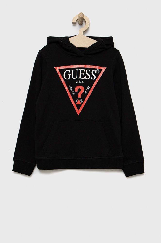 Дитяча бавовняна кофта Guess колір чорний з принтом (1540157)