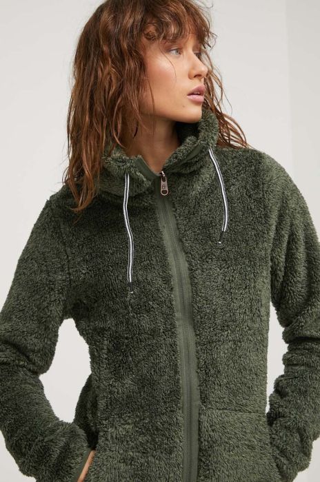 Спортивна кофта Protest Riri колір зелений однотонна