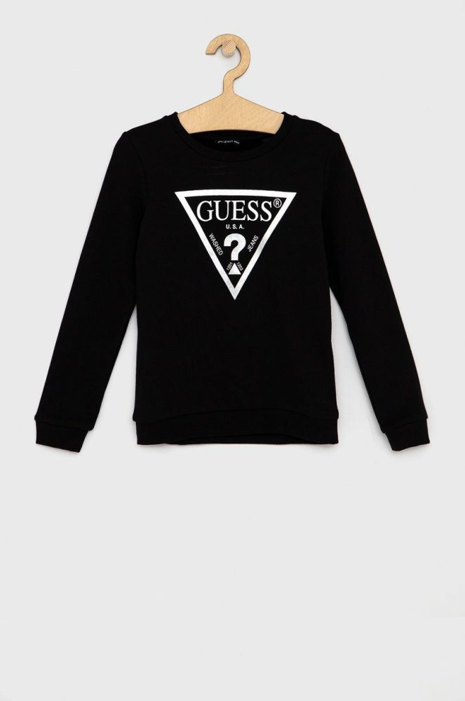 Дитяча бавовняна кофта Guess колір чорний з принтом (1535596)