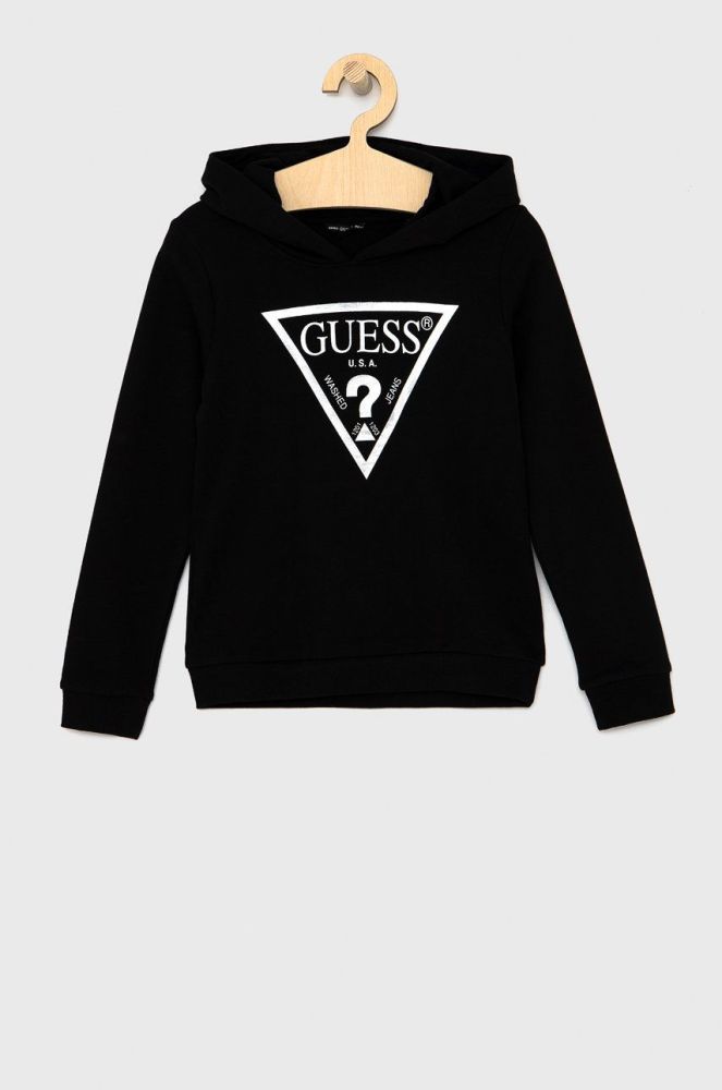 Дитяча бавовняна кофта Guess колір чорний з принтом (1540185)