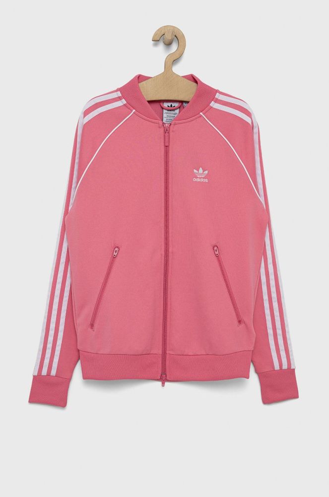 Дитяча бавовняна кофта adidas Originals колір рожевий з аплікацією
