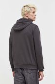 Бавовняна кофта HUGO чоловіча колір сірий з капюшоном з аплікацією