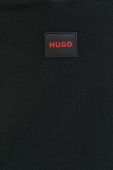 Бавовняна кофта HUGO чоловіча колір чорний з капюшоном з аплікацією (3093564)