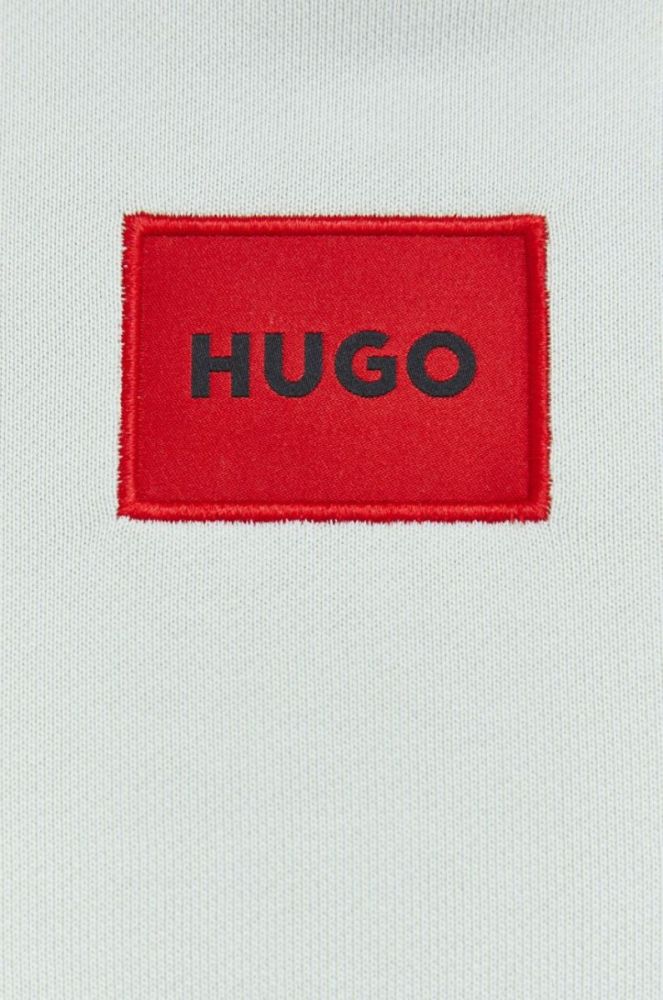 Бавовняна кофта HUGO чоловіча колір зелений з аплікацією (2484096) фото 5
