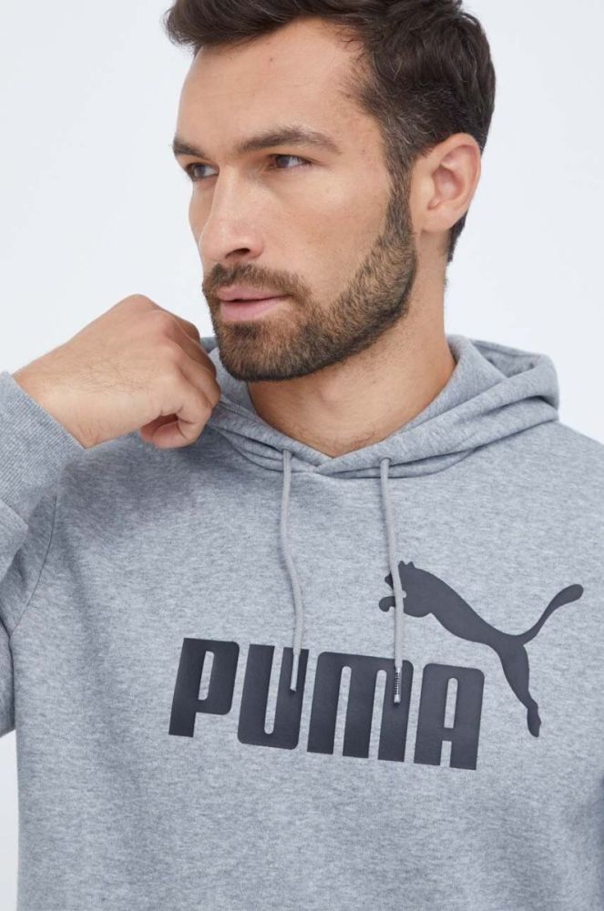 Кофта Puma чоловіча колір сірий з капюшоном з принтом (3456438) фото 4