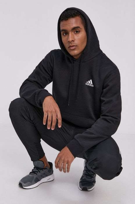 Кофта adidas чоловіча колір чорний гладка