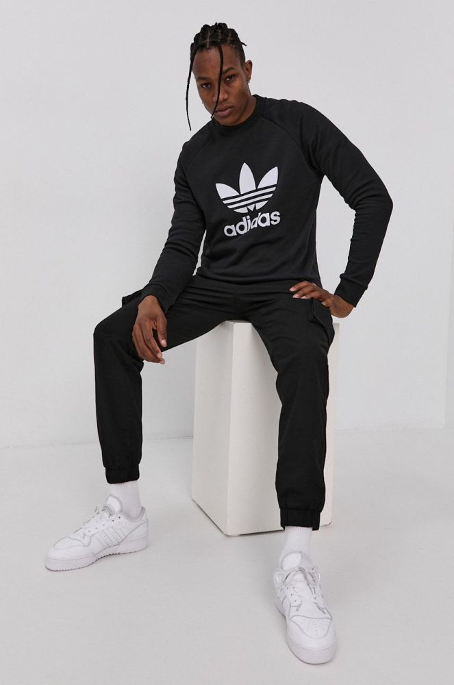 Бавовняна кофта adidas Originals чоловіча колір чорний з принтом H06651-BLK/WHT