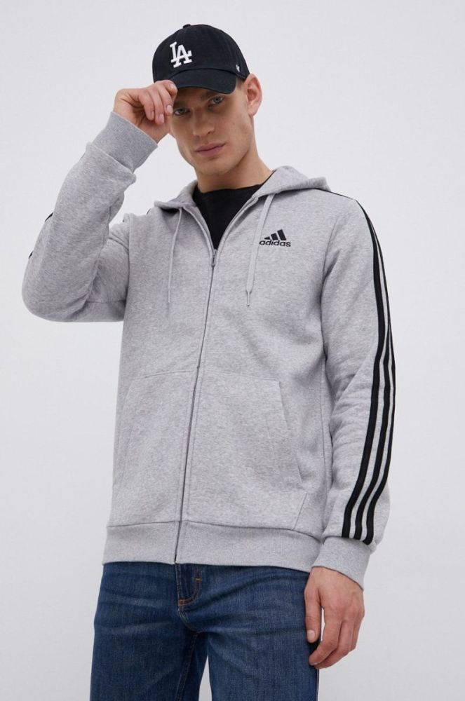 Кофта adidas чоловіча колір сірий з аплікацією (1842714) фото 4