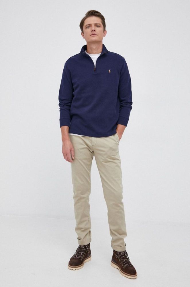 Бавовняний светер Polo Ralph Lauren чоловіча колір синій фото 2