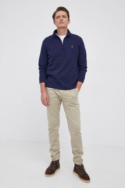Бавовняний светер Polo Ralph Lauren чоловіча колір синій фото 2