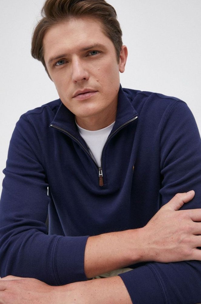 Бавовняний светер Polo Ralph Lauren чоловіча колір синій фото 4