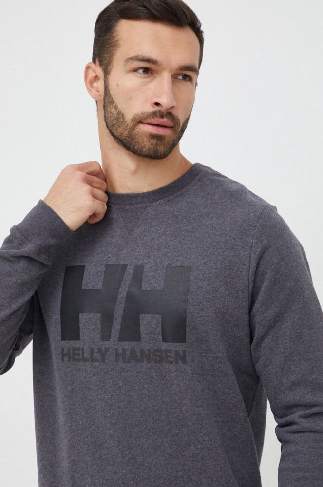 Бавовняна кофта Helly Hansen чоловіча колір сірий однотонна 34000-597 (3016455)