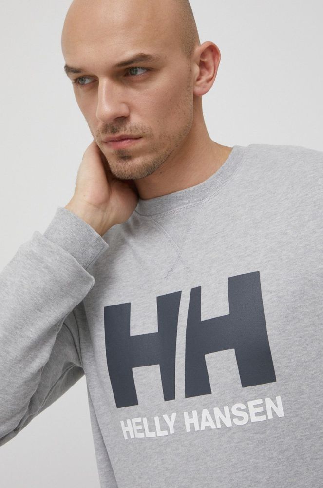 Бавовняна кофта Helly Hansen чоловіча колір сірий однотонна 34000-597 (2168431)