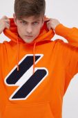 Бавовняна кофта Superdry чоловіча колір помаранчевий з аплікацією