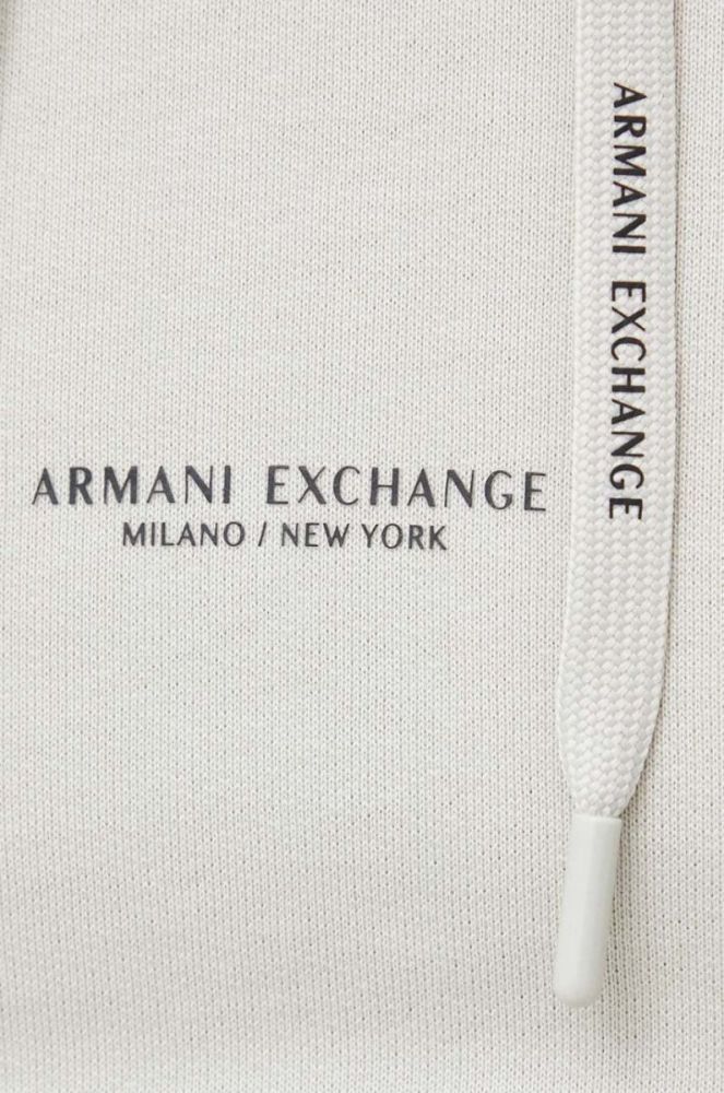 Бавовняна кофта Armani Exchange чоловіча колір зелений з капюшоном однотонна фото 5