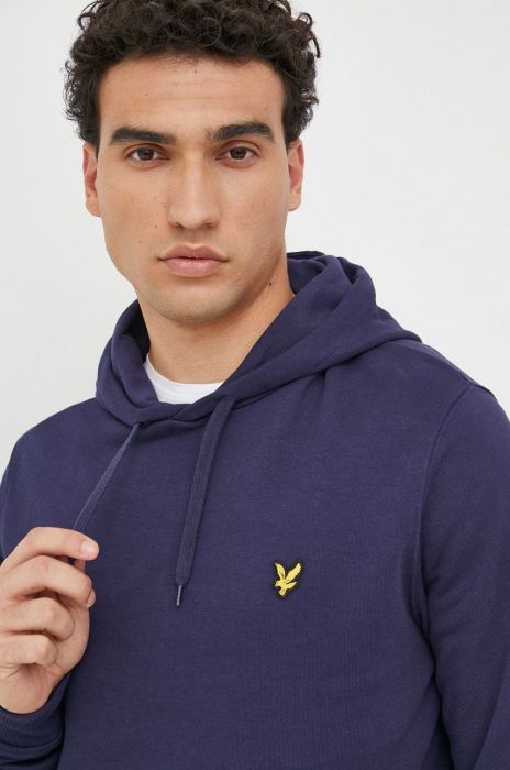 Бавовняна кофта Lyle & Scott чоловіча колір синій однотонна (2683972)
