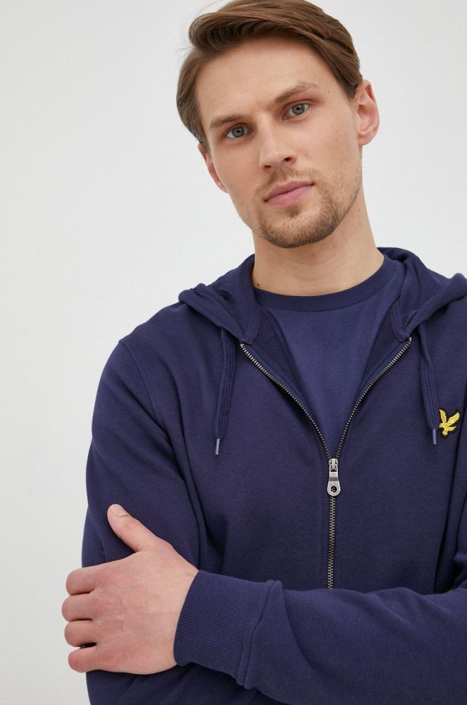 Бавовняна кофта Lyle & Scott чоловіча колір синій однотонна (2214775)