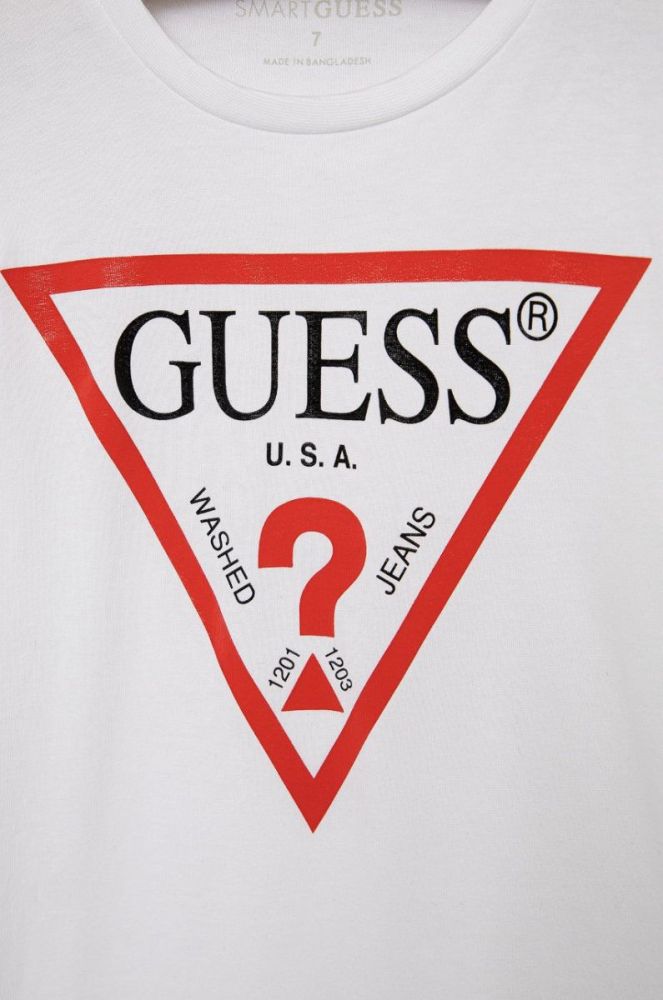 Дитячий лонгслів Guess колір білий з принтом (1534425) фото 3