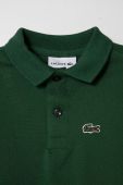 Дитячий бавовняний лонгслів Lacoste колір зелений однотонний