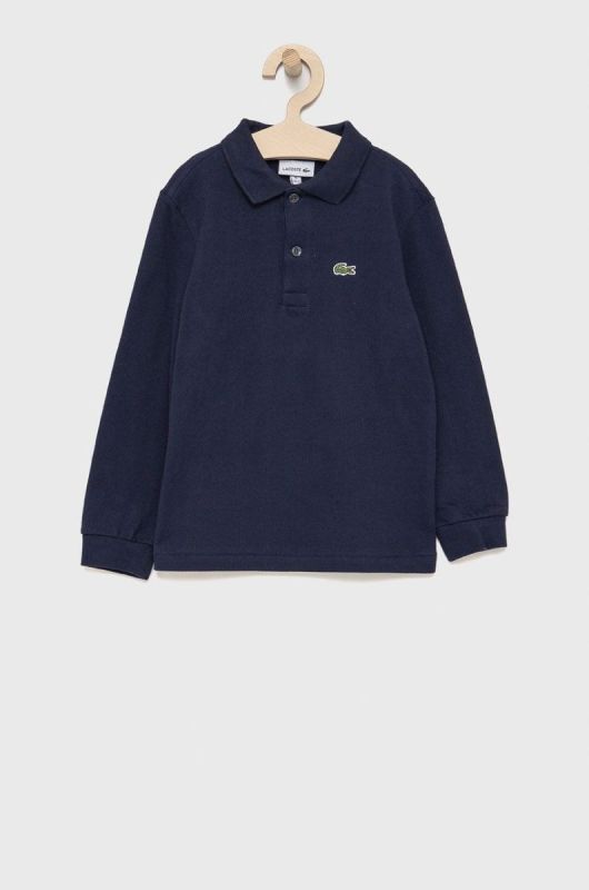Дитячий бавовняний лонгслів Lacoste колір синій однотонний (2321515)