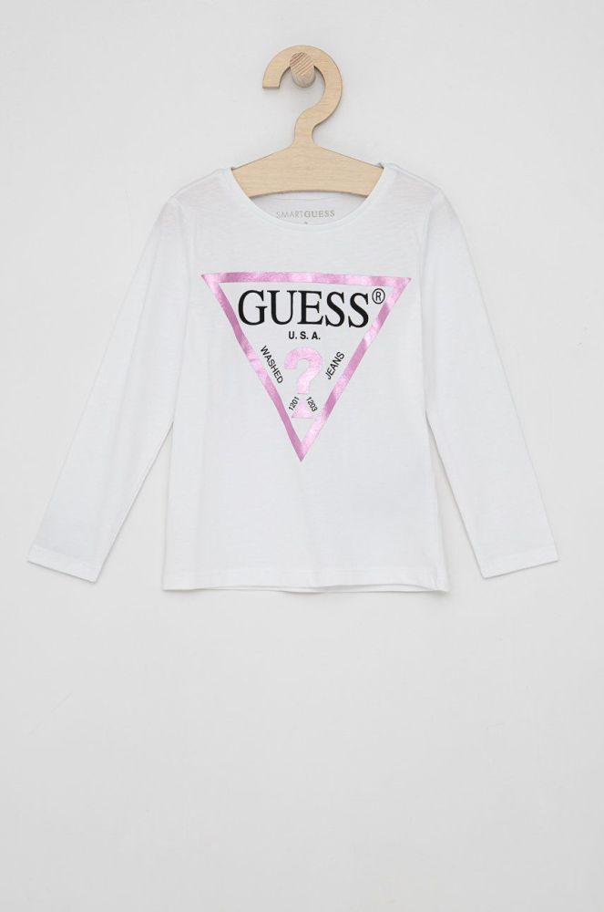 Дитячий лонгслів Guess колір білий (1541142)